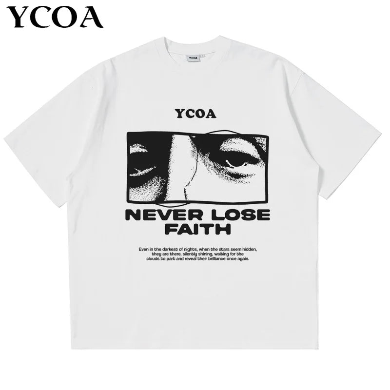 Men Tshirt 100% Cotton Hip Hop Streetwear Korean Fashion Y2K Top Short Sleeve Kpop Oversized Graphic Pulovers Aesthetic Clothing