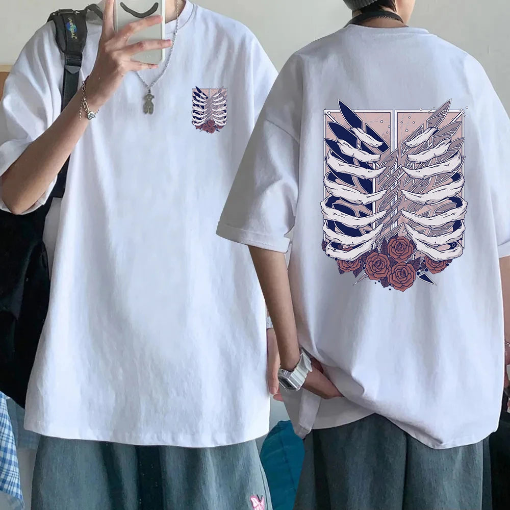 Japanese Anime Cosplay Shield Harajuku Men T-Shirt O-Neck Cotton T Shirt Fashion Casual Clothing Loose Oversized Jersey Tees
