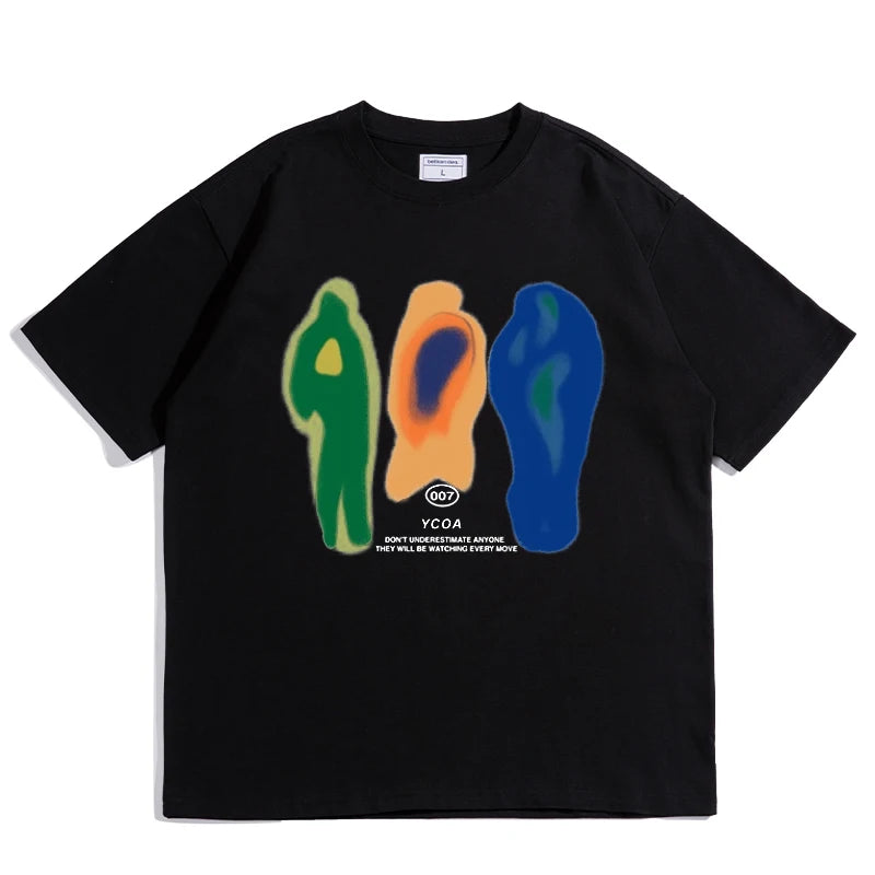 Men T-Shirt Cotton Oversized Summer Printed  Graphic Harajuku Hip Hop Loose Tops Tees Korean Fashion Y2K Aesthetic Clothing