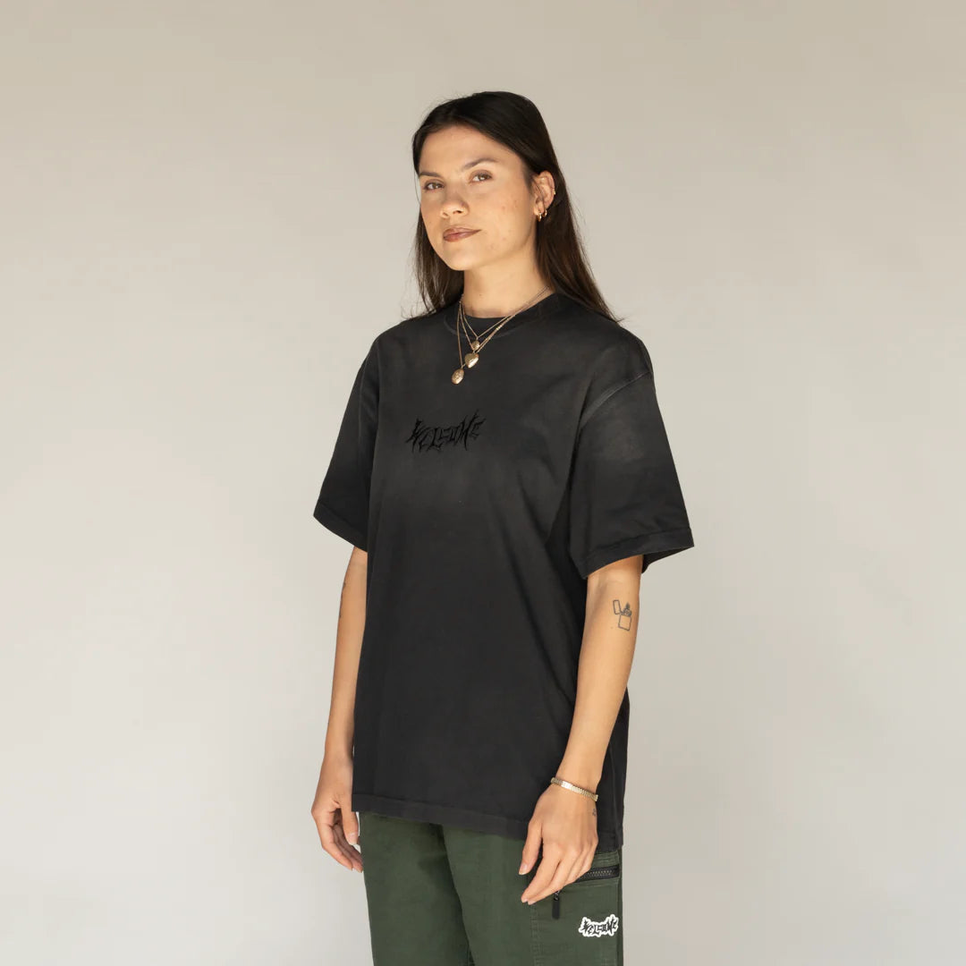 Vamp S/S Garment-Dyed Enzyme Washed Knit - Black