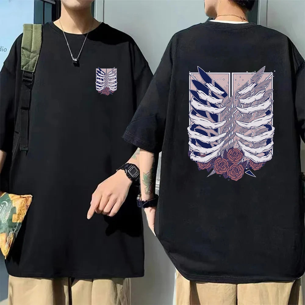 Japanese Anime Cosplay Shield Harajuku Men T-Shirt O-Neck Cotton T Shirt Fashion Casual Clothing Loose Oversized Jersey Tees