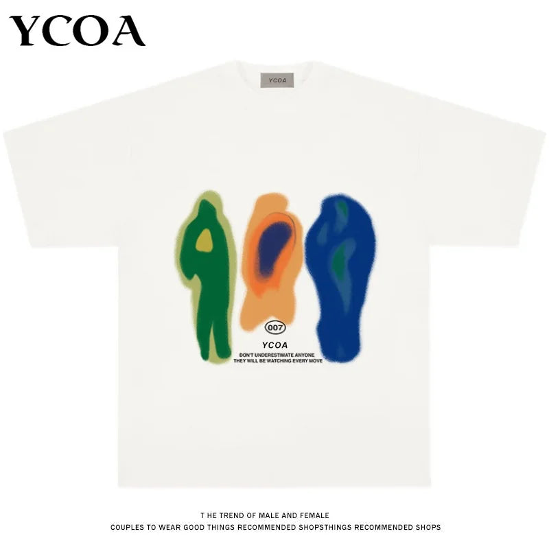 Men T-Shirt Cotton Oversized Summer Printed  Graphic Harajuku Hip Hop Loose Tops Tees Korean Fashion Y2K Aesthetic Clothing