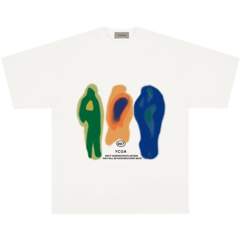 Men T-Shirt Cotton Oversized Summer Printed  Graphic Harajuku Hip Hop Loose Tops Tees Korean Fashion Y2K Aesthetic Clothing